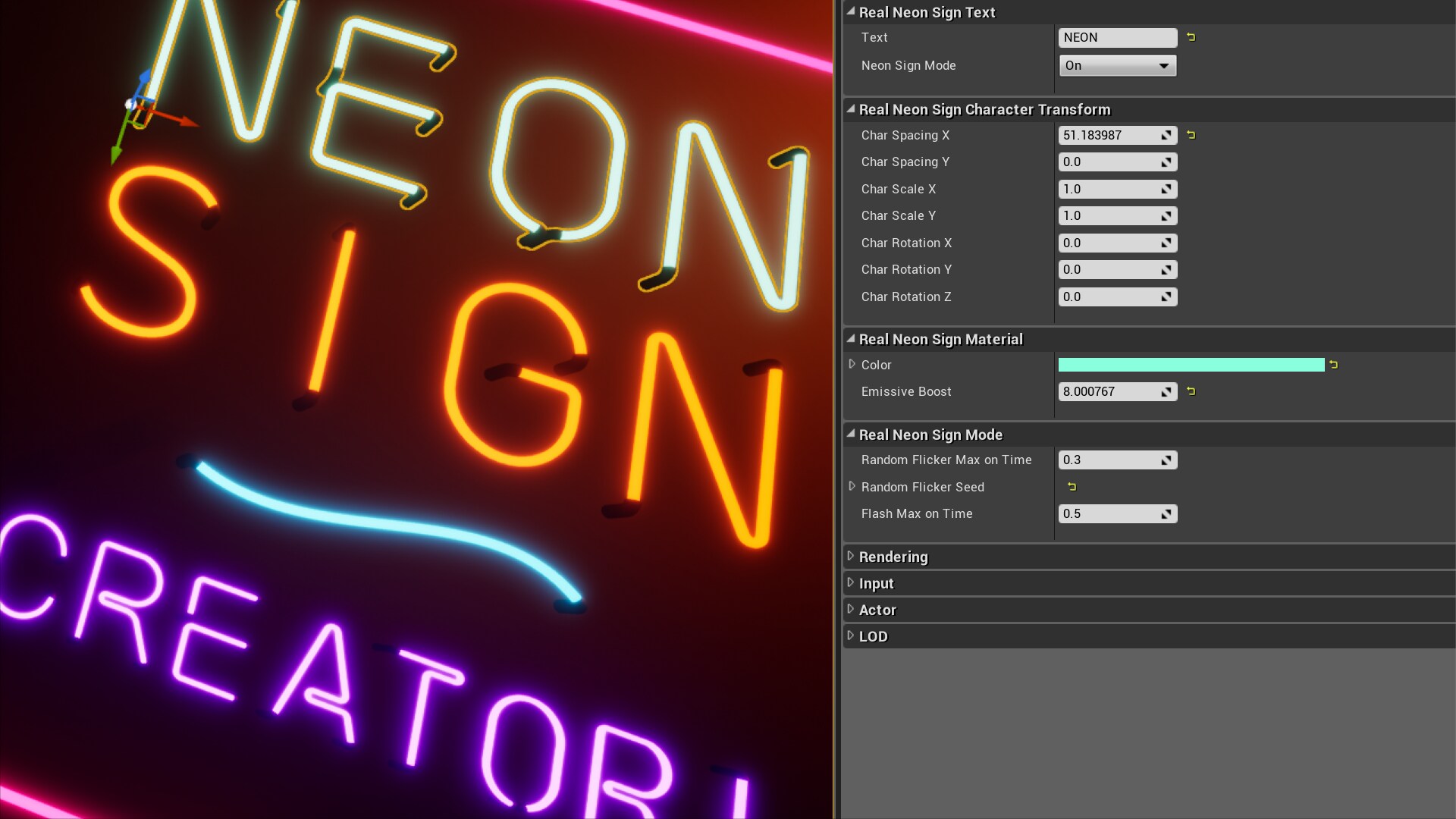 Real Neon Sign Creator in Props UE Marketplace